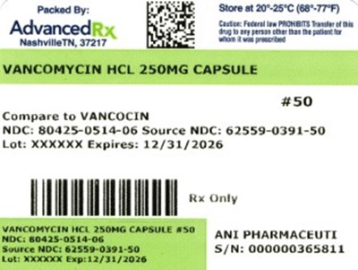 Vancomycin HCl 250mg #50 (Vancomycin HCl 250mg 80425 0514 06)